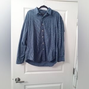 Men's Blue Checked Button-Down Long Sleeve Shirt Size Large By American Eagle